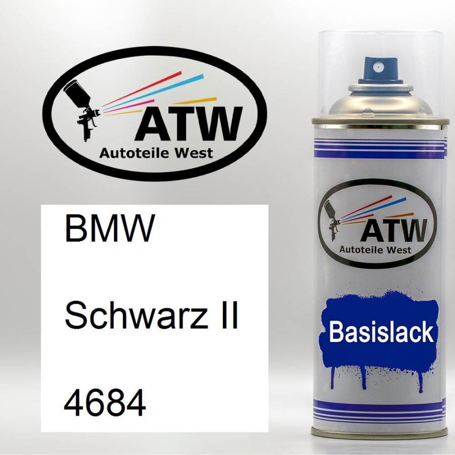 BMW, Schwarz II, 4684: 400ml Sprühdose, von ATW Autoteile West.